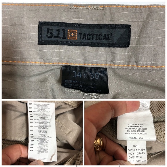 5.11 Tactical Men's Fast-Tac Khaki Lightweight Straight Leg Cargo Pants 34 X 30 - Picture 12 of 16